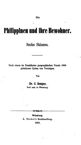 Die Philippinen und ihre Bewohner: Sechs Skizzen