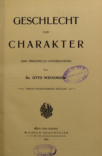 Geschlecht und Charakter: Eine prinzipielle Untersuchung