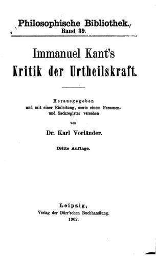 Kritik der Urtheilskraft