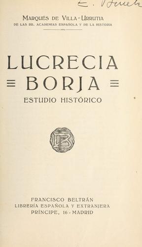 Lucrecia Borja: Estudio Histórico