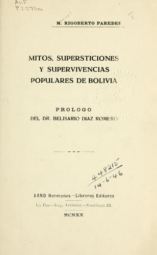 Mitos, supersticiones y supervivencias populares de Bolivia
